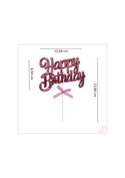 Happy Birthday Pasta Süsü, 23cm X 12,5cm - Pembe
