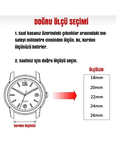 20mm Çapında Ucu Kavisli Gümüş Renk Çelik Saat Kordonu Altın