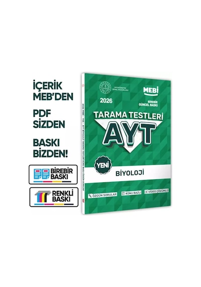 2026 YKS-ayt Mebi-ogm 4lü Özgün Tarama Sayısal (Say) Test Kitabı Seti A4 Boyut Baskı Ücreti