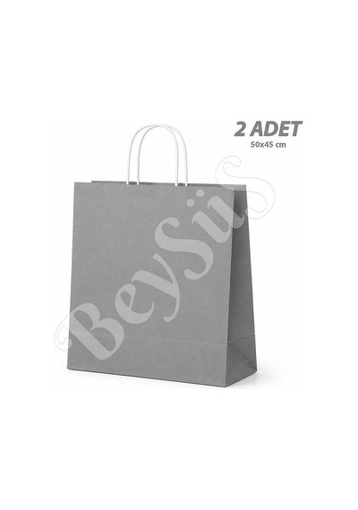 50x45 Cm Hediyelik Kağıt Çanta Gümüş 2 Adet Tüm Yaşlar