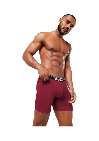 Yohannes Club, Erkek Özel Anatomik Pamuklu Boxer, Renk Seçenekli, Tekli Paket Bordo