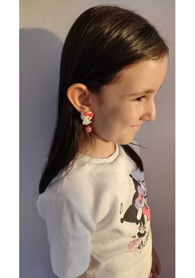 Sevimli Hello Kitty Figür İçi Simli Sallantılı Boncuk Klipsli Çok Renkli