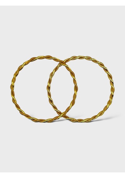 Arnes Jewelry Çelik Altın Kaplama 2li 2 Adet Kalın Burma Bilezik Gold
