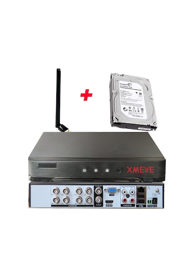 8 Kanal Wi-fi Ve 1 Tb Hdd'li 5 Mp H265+ Hıbrıt Araç, Insan Ve Yüz Tanımalı Xmeye Kayıt Cihazı