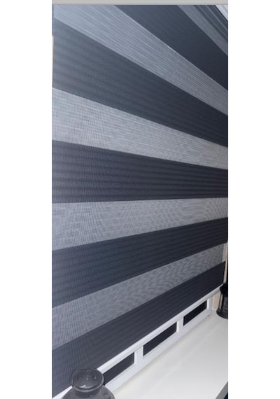 Pileli Antrasit Zebra Stor Kaliteli Güneşlik Perde Stb-131 Gri