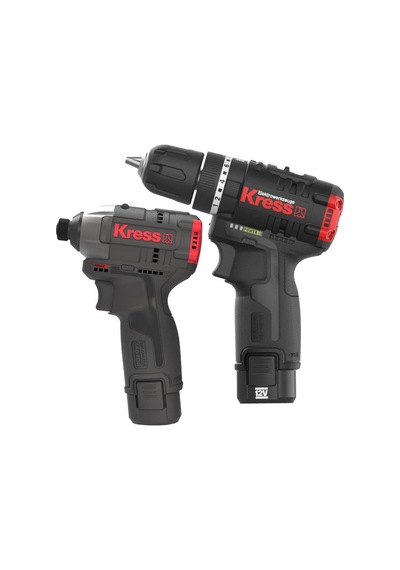 Kress Kug02 12volt/2.0ah. Li-ion Çift Akülü Kömürsüz Profesyonel Darbeli Matkap+darbeli Tornavida Kombo Set