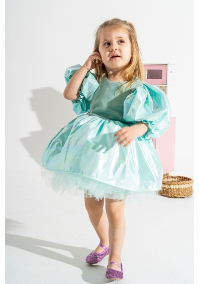 Linola Baby Kids Mermaid Parlak Kız Çocuk Parti Elbisesi Yeşil