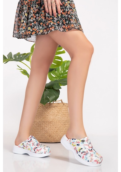 Butterfly Kelebek Desenli Klasik Model Erkek Ortopedik Sabo Terlik 201 Beyaz