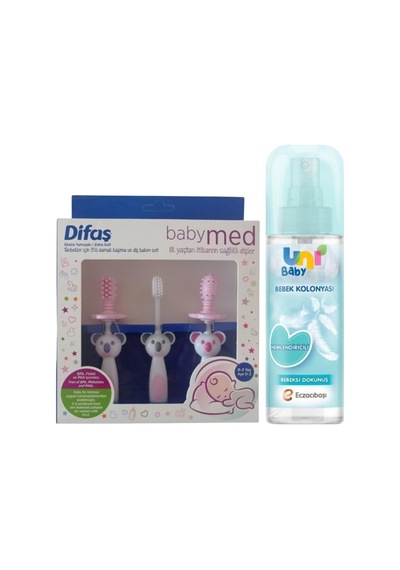 Tr Uni Baby Bebek Kolonyası Bebeksi Dokunuş 150 Ml + Difaş Bebekler İçin 3'lü Damak Kaşıma Ve Diş Bakım Seti,