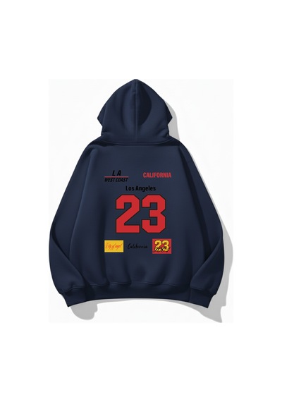 Uyguntarz Unisex Yumuşak Dokulu Kalbin İzi Baskılı Tasarım Oversize 3 İplik Hoodie Sweatshirt Indigo