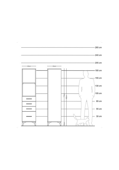 Hyperion Dolap 2 Raflı 4 Çekmeceli 44x44x182 Çam-antrasit Atlas Çam Hyperion Dolap 2 Raflı 4 Çekmeceli 44x44x182 Çam-antrasit Atlas Çam