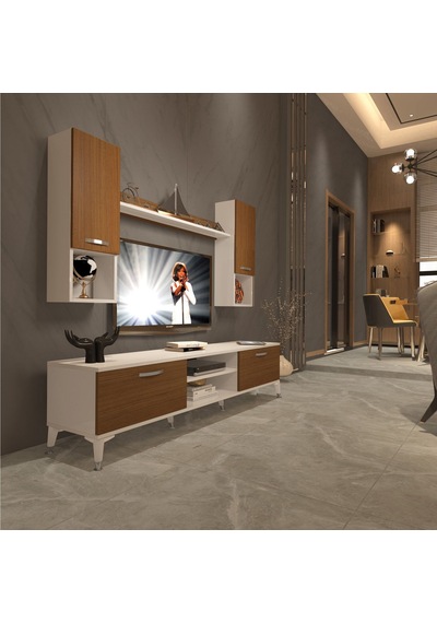 Decoraktiv Eko 5da Slm Dvd Silver Tv Ünitesi Tv Sehpası Beyaz - Ceviz