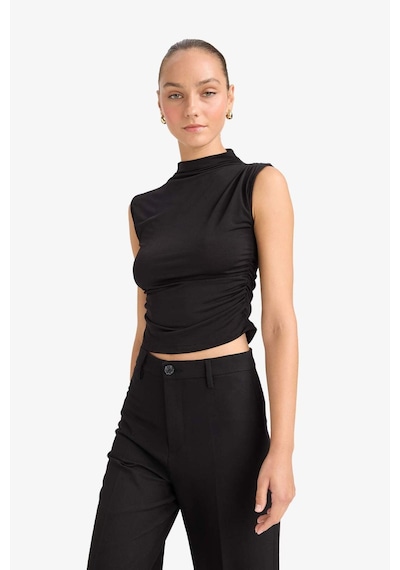 Defacto Slim Fit Dar Kesim Yarım Balıkçı Yaka Kolsuz Bluz F6908ax25aubk81 Siyah
