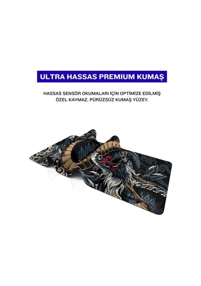 Tr 8 Farklı Desenli Baskılı Model Black Deer Xxl Gaming Mouse Pad 90x40 Cm Dikişli Kenar, Kaymaz Taban, Dijital