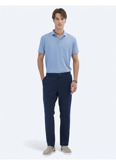 Kip Mavi Jakarlı Polo Yaka T-shirt Mavi Kip Mavi Jakarlı Polo Yaka T-shirt Mavi