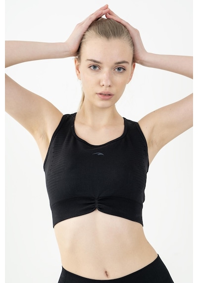 Maraton Active Slimfit Kadın Atlet Yaka Kolsuz Koşu Siyah Bra 813090-Siyah