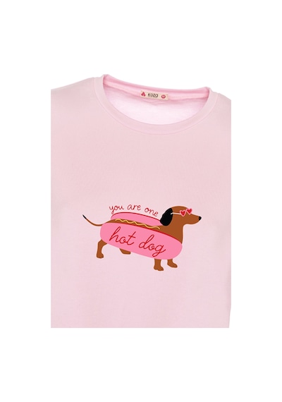 Koza İç Giyim Kadın Pamuklu Renkli Köpek Baskılı Örme Pijama Takımı Kk30127 Pembe
