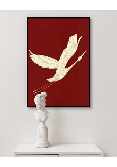 Tablo Ahşap Çerçeveli Tablo Çerçeveli Poster Turna Kuşu, Hayvan Temalı Tablo