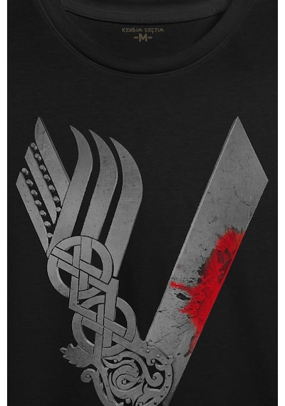 Vikingler Logo Vikings Gri Baskılı Tişört Unisex T-shirt 001