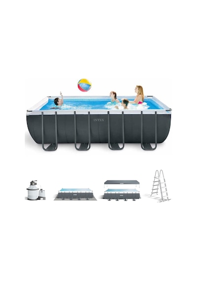 İntex 26356np Ultra Xtr Dikdörtgen Prefabrik Aile Havuzu 549x274x132cm Merdiven+filtre+örtü Set