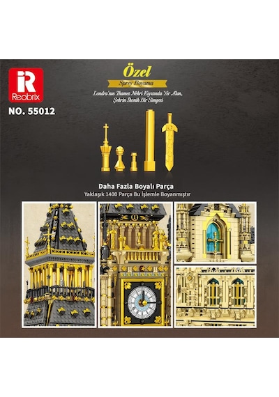 Reobrix 55012 Saat Kulesi Big Ben Yaratıcı Yapı Blok Seti Building Blocks The Clock Tower -13825parça