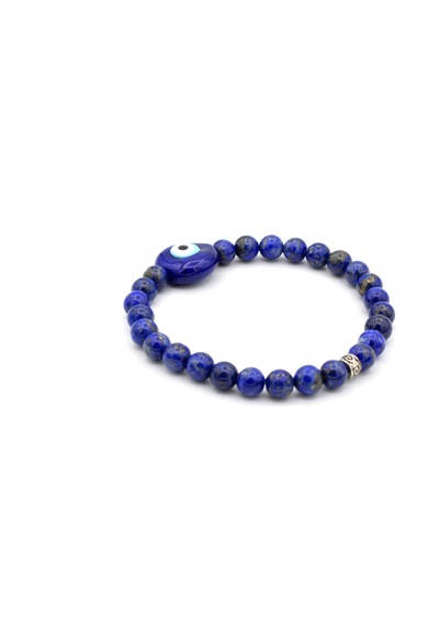 Murano Cam Nazar Boncuğu Tasarim Doğal Lapis Lazuli Taşi Bileklik Mavi