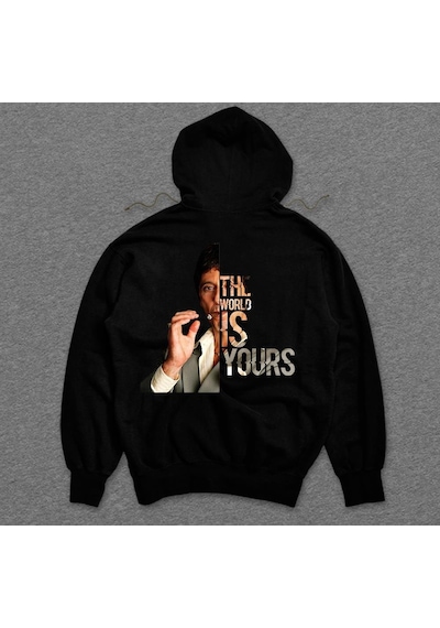 Scarface Yaralı Yüz The World Is Yours Sweatshirt Unisex Kapüşonlu Hoodie 001