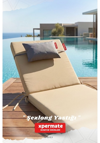 Şezlong Yastığı Baş Ve Boyun Destekli Havuz Plaj Bahçe Gri