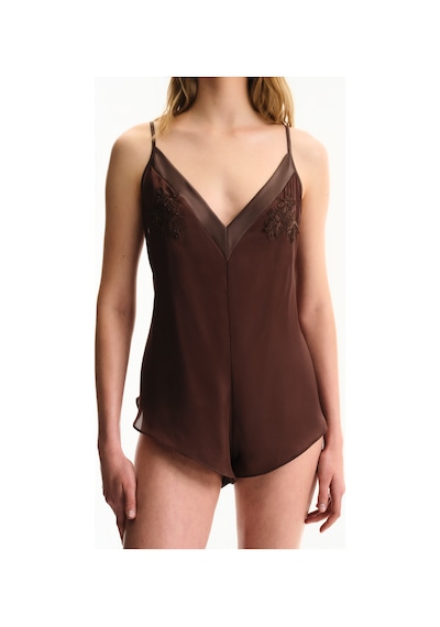 Penti Kahverengi Saten Chiffon Teddy Tulum