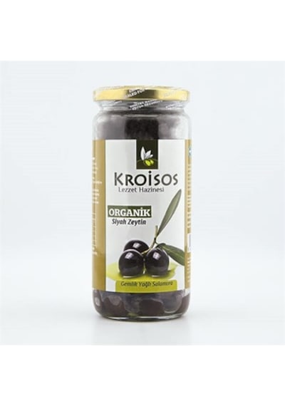 Kroisos Gemlik Salamura Organik Siyah Zeytin Cam 310 G