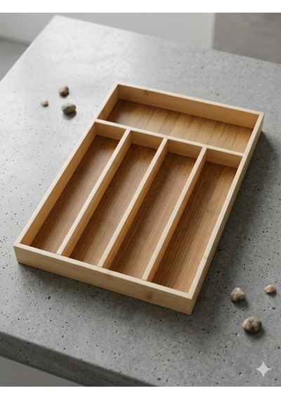 Tr 33x25 Cm Bambu Çatal Kaşıklık Bölmeli Çekmece İçi Kaşık Çatal Düzenleyici Diğer