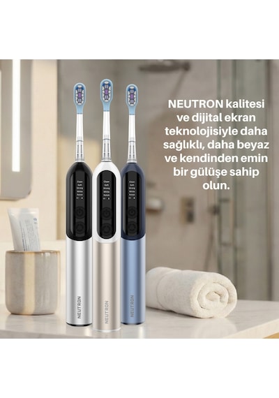 Neutron Şarjlı Sonik Diş Fırçası, Dijital Ekranlı Şarjlı Diş Fırçası Gold