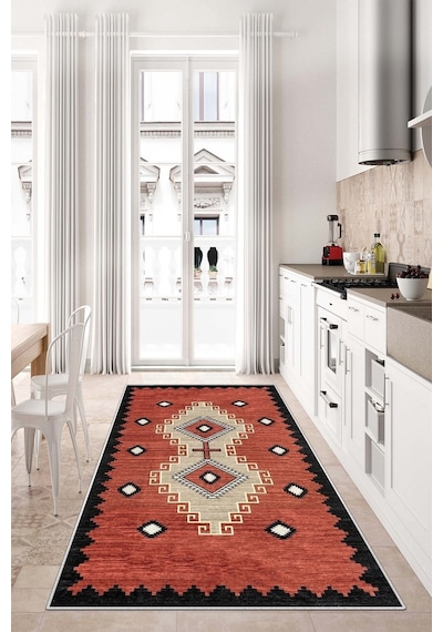 West Home Dijital Baskı Yıkanabilir Kaymaz Taban Leke Tutmaz Mutfak Halısı Salon Halısı Ve Yolluk Wh 557 Red