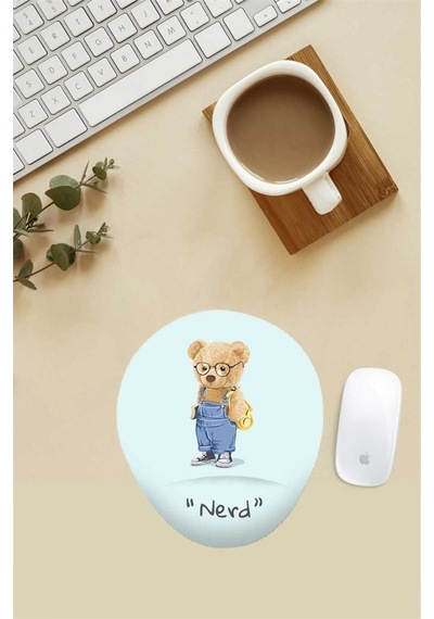 Çalışkan Öğrenci Teddy Desenli Bilek Destekli Mouse Pad Mousepad