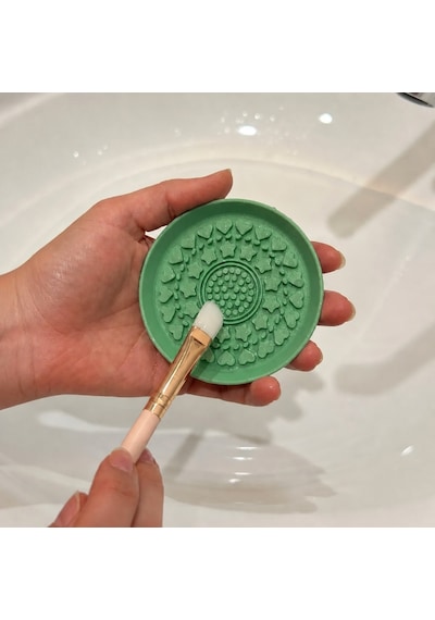 3d Baskı Makyaj Fırçası Temizleme Pedi - Desenli Aparat-yeşil