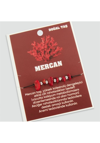 Mercan Doğaltaşlı İp Bileklik 0185 Kırmızı