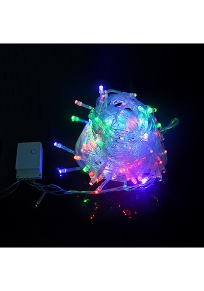 100 Ledli Fişli Led, Dekor Lambası Animasyonlu 10m Rgb Yılbaşı Ağacı Işığı 10m Çok Renkli