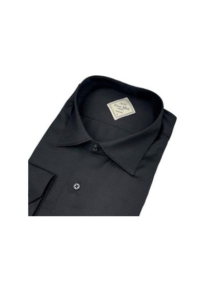 Linen Keten Klasik %100 Cotton Uzun Kollu Terletmeyen Siyah Gömlek Slim Fit Siyah