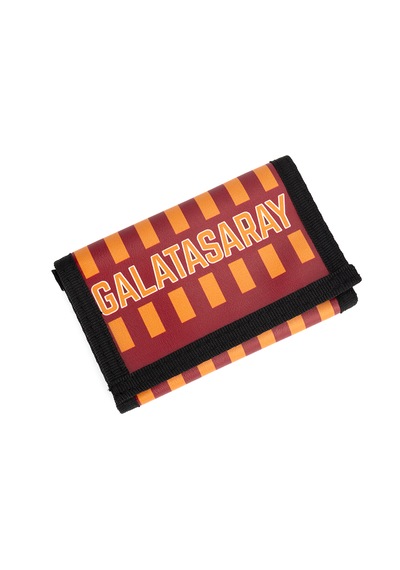 Galatasaray Çubuklu Suni Deri Cüzdan Sarı - Kırmızı
