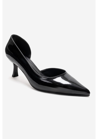 Luvishoes Arel Siyah Rugan Kadın Topuklu Ayakkabı Rugan Siyah