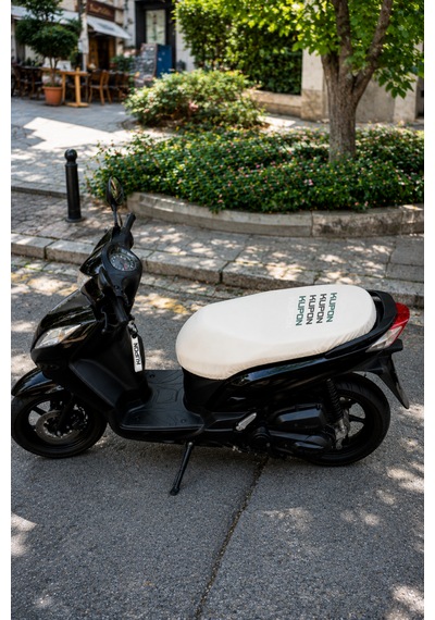Kupon Yazılı Motosiklet Sele Kılıfı Ve Kumaş Anahtarlık Seti Beyaz Dekoratif