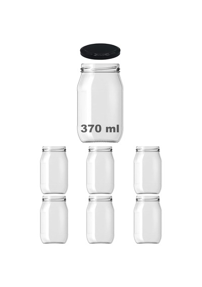 370 Ml Şeffaf Cam Kavanoz 370 Cc Konserve Metal Kapaklı Cam Kavanoz 6 Adet Şeffaf, 370 Cc Genel