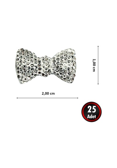 Polyester Papyon Fiyonk, 2,0 X 1,0 Cm - 25 Adet - Gümüş