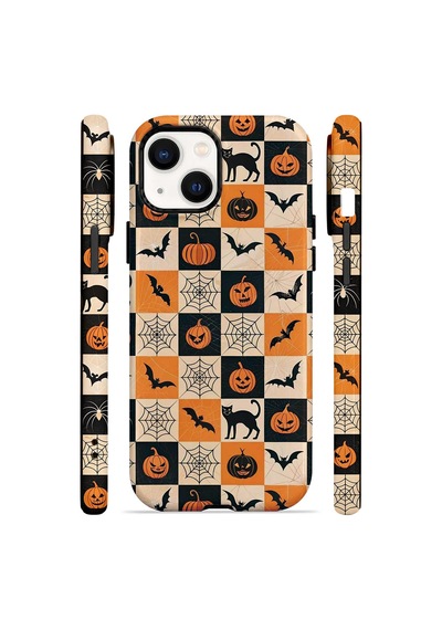 Velvoria Valestra Halloween Patchwork Apple iPhone Uyumlu 14 Darbe Korumalı Kılıf Valestra Select - Halloween Patchwork