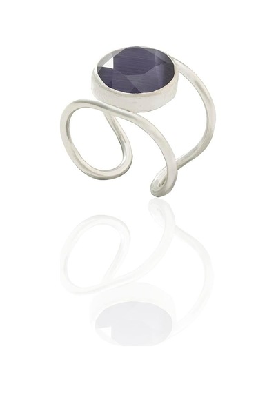 Kadir Jewellery 925 Ayar Gümüş Kaplama Zirkon Taşlı Kadın Minimal Yüzük Mor
