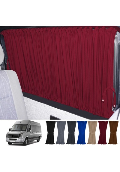 Pandami Volkswagen Crafter 1.nesil Uzun Şase 2006-2016 Uyumlu Bordo Raylı Oto Perde Takımı