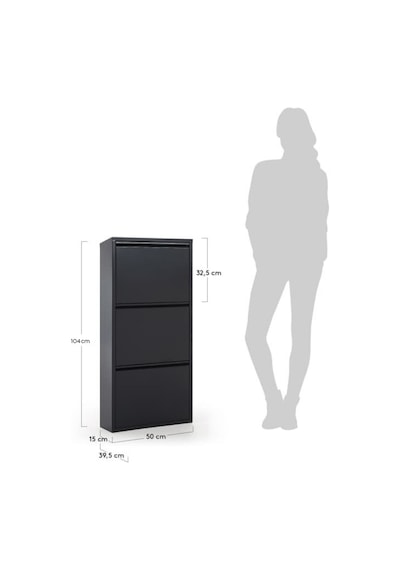 Üçlü Metal Ayakkabılık Premium Siyah Siyah