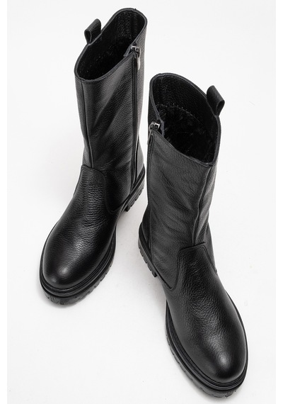 Ataköy Ayakkabı Kadın Hakiki Deri Kalın Taban Mid-calf Bot - Pyz888-sıyah Floter