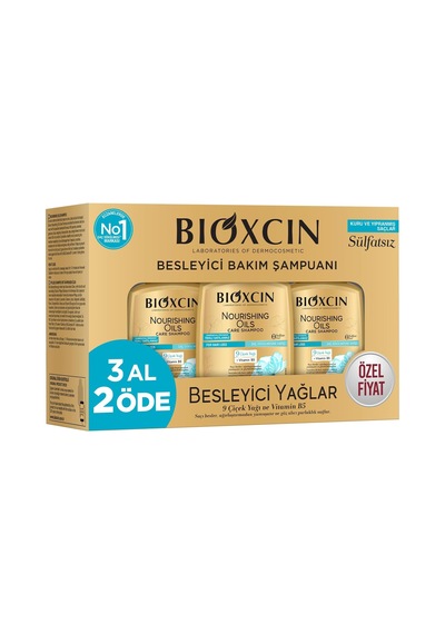 Besleyici Yağlar Şampuan 3 X 300 Ml Kuru Ve Yıpranmış Saçlar İçin, 9 Çiçek Yağı, Pantenol Ve Biocomplex