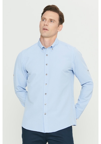 AC&Co / Altınyıldız Classics Erkek Lacı Slim Fit Dar Kesim Düğmeli Gömlek Yaka Uzun Kollu Gömlek Lacivert AC&Co / Altınyıldız Classics Erkek Lacı Slim Fit Dar Kesim Düğmeli Gömlek Yaka Uzun Kollu Gömlek Lacivert